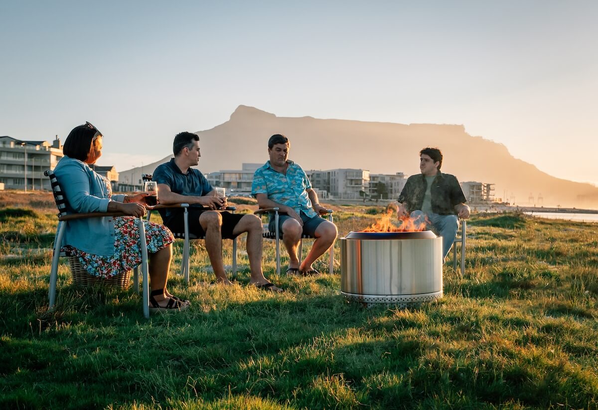 Group enjoying a Smokeless Fire Pit evening in South Africa
